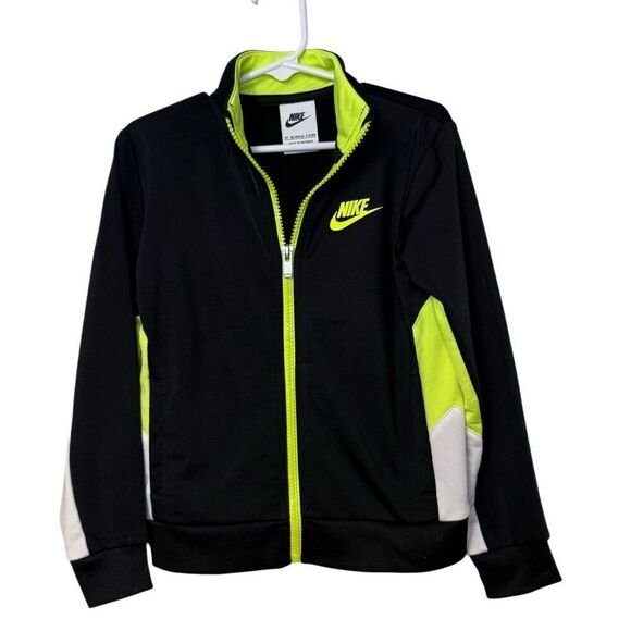 Nike Boys Track Jacket Sz. 4T Full Zip Black/Neon Green - Picture 1 of 7